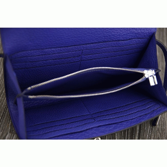 Electric blue 1:1 replica Hermes Kelly Longue wallet