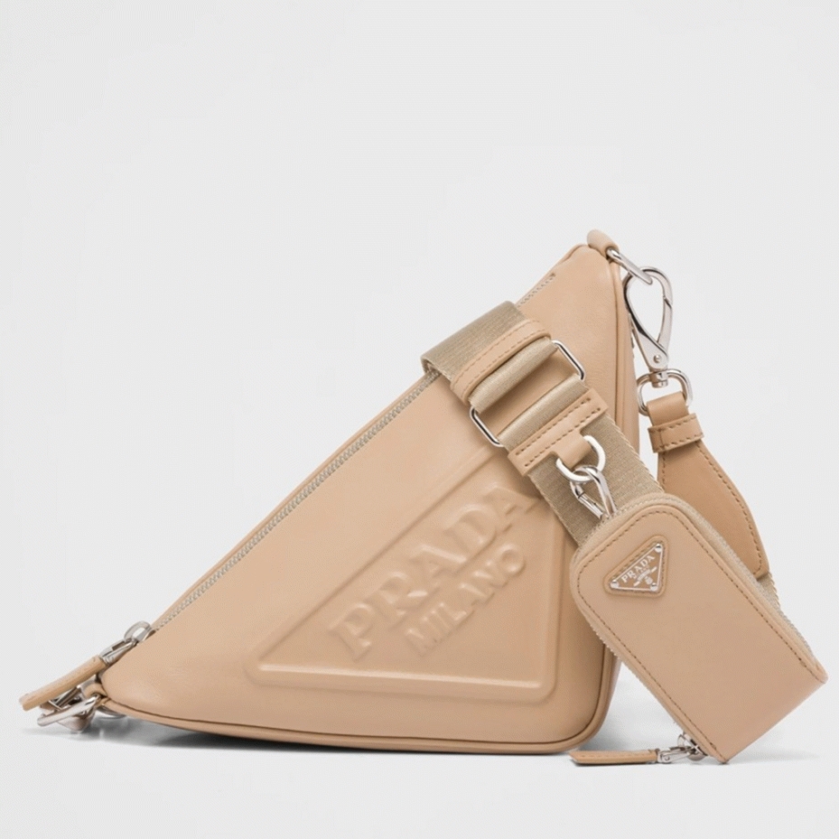 Prada Triangle Shoulder Bag Imitation in Beige