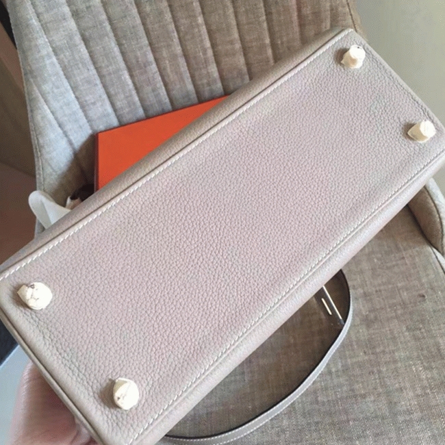 Grey Clemence Replica Designer Hermes Kelly Retourne 28cm Elegant Tote