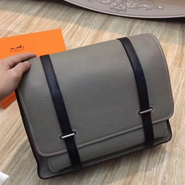 Grey Bicolor Imitation Hermes Steve Messenger Bag