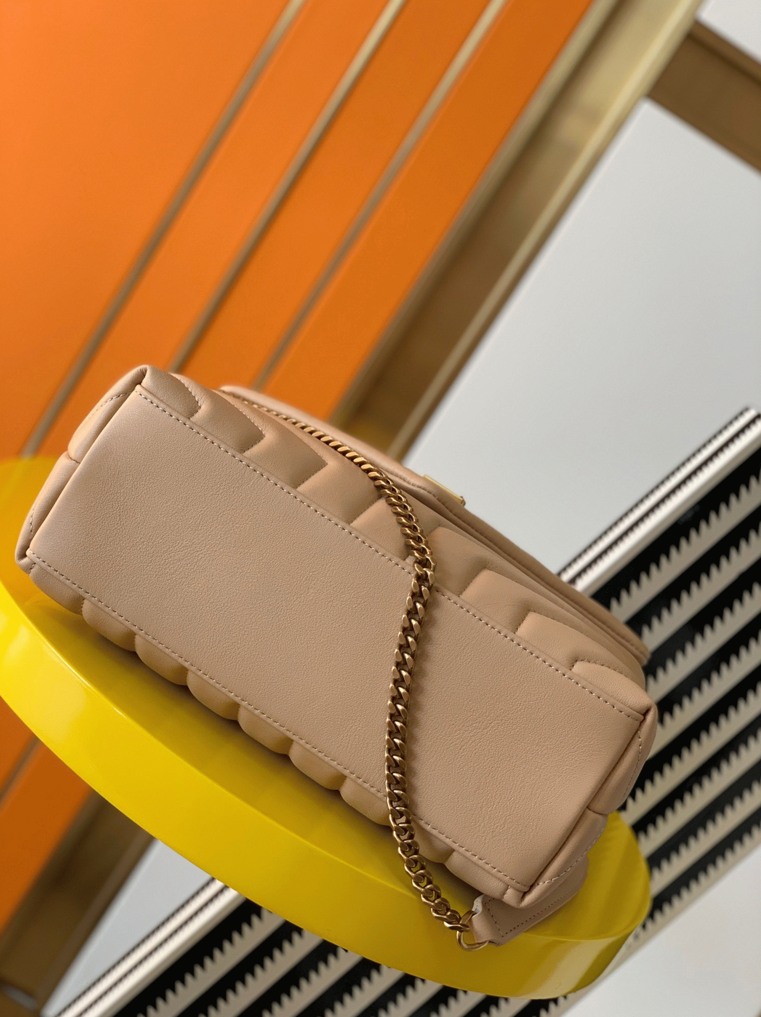 Fake Saint Laurent LouLou Small Chain Bag Beige