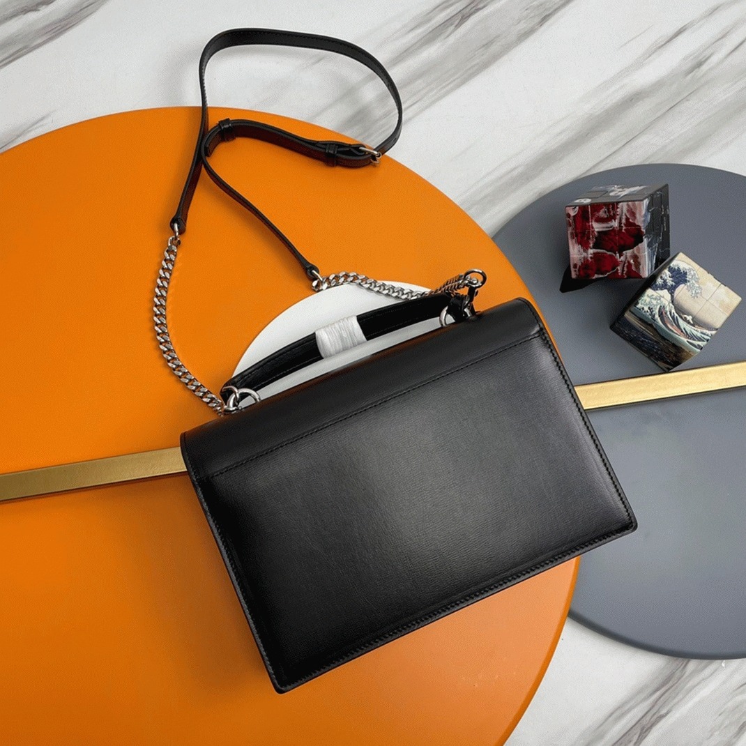 Knockoff Saint Laurent Sunset Medium Top Handle Bag Noir Calfskin