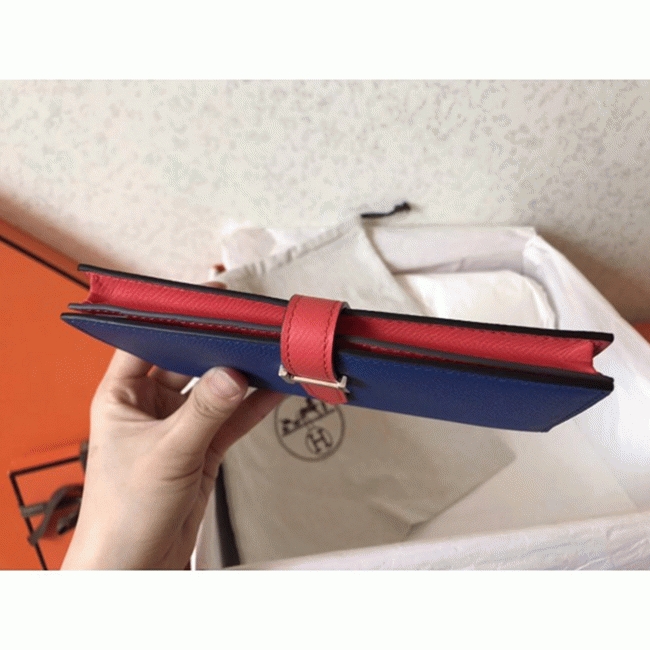 Electric Blue Piment Epsom Imitation Hermes Bearn Wallet