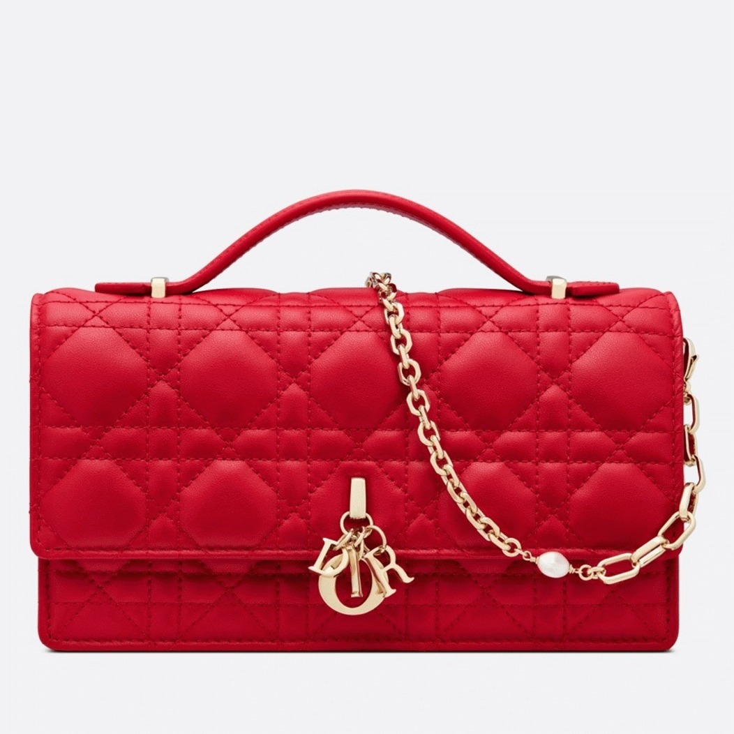Dior Miss Dior Mini Bag Knockoff in Red Cannage Lambskin