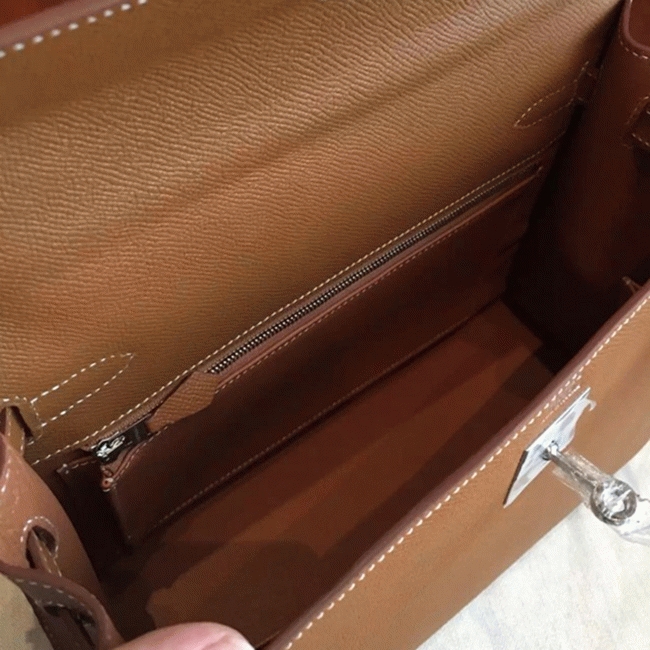Brown Epsom Knockoff Hermes Kelly 32cm Sellier Classic Purse