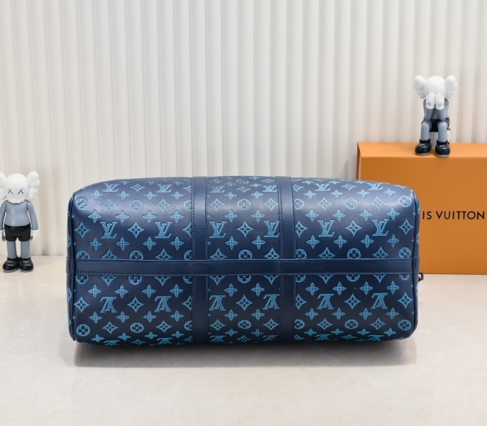 LV Monogram Shadow Keepall Bandouliere 50 In Navy River Blue