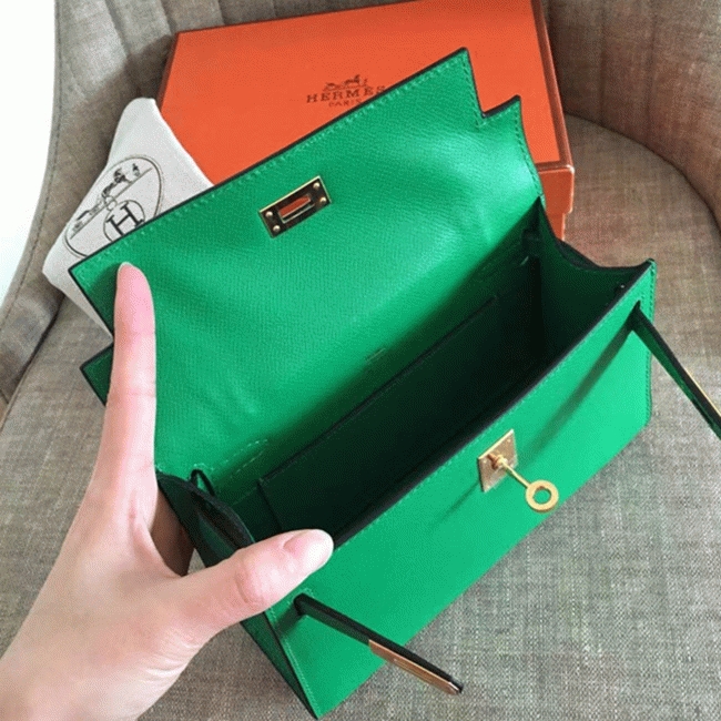 Bamboo Epsom Knockoff Hermes Kelly Pochette Nature-Tone Bag
