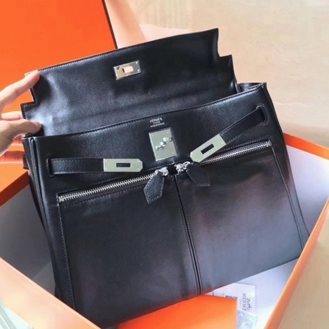 Black Fake Hermes Kelly Lakis 35cm Functional Designer Bag