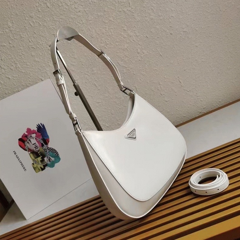 White Prada Cleo Large Bag Fake