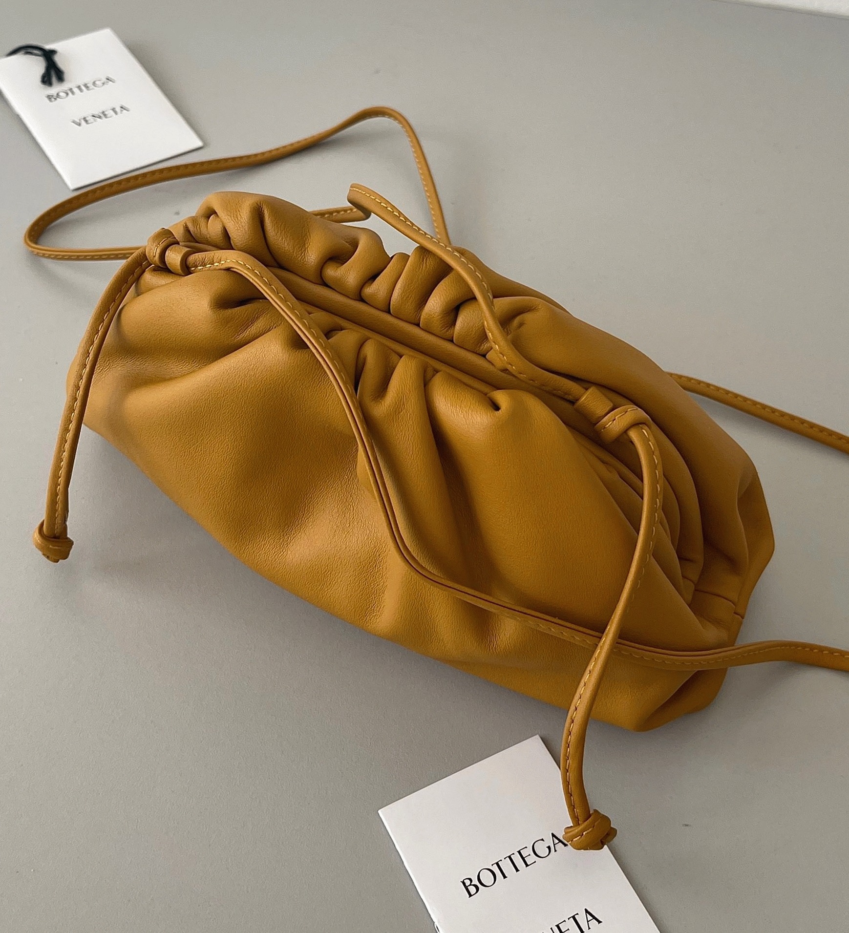 Replica Bottega Veneta Mini Pouch with Strap Teak