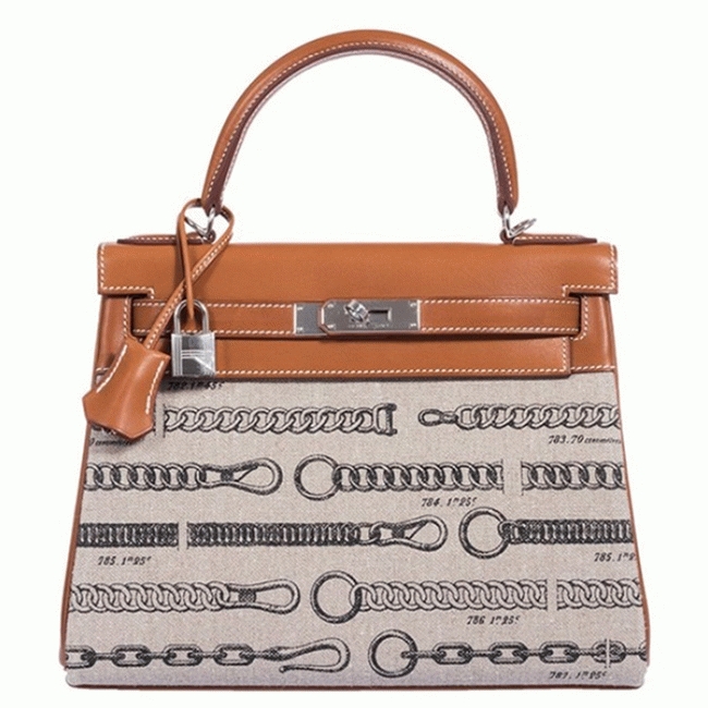 De Camp Dechainee Toile Replica Designer Hermes Kelly 28cm Limited Edition