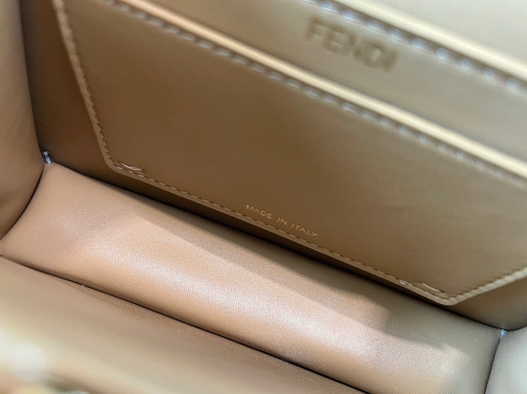 Top Quality Fake Fendi Peekaboo ISeeU Petite Bag In Beige Nappa Leather