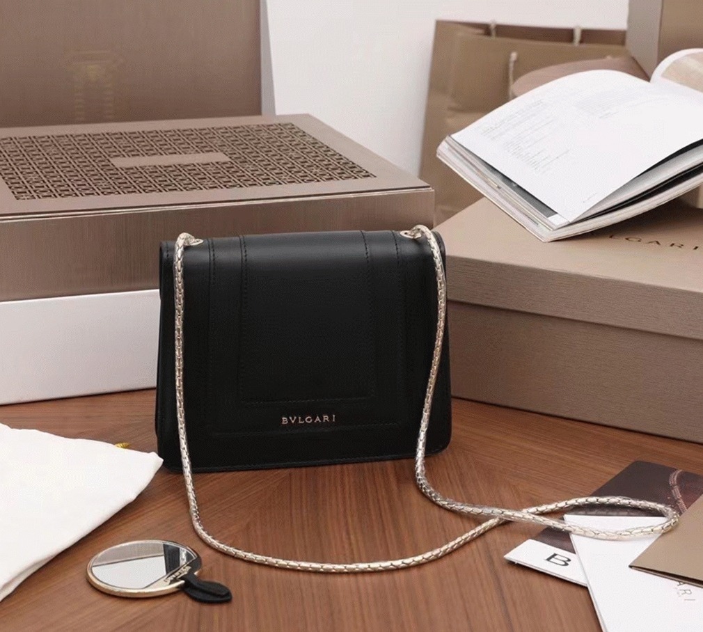 Fake Bvlgari Serpenti Forever Small Crossbody Bag Black Leather