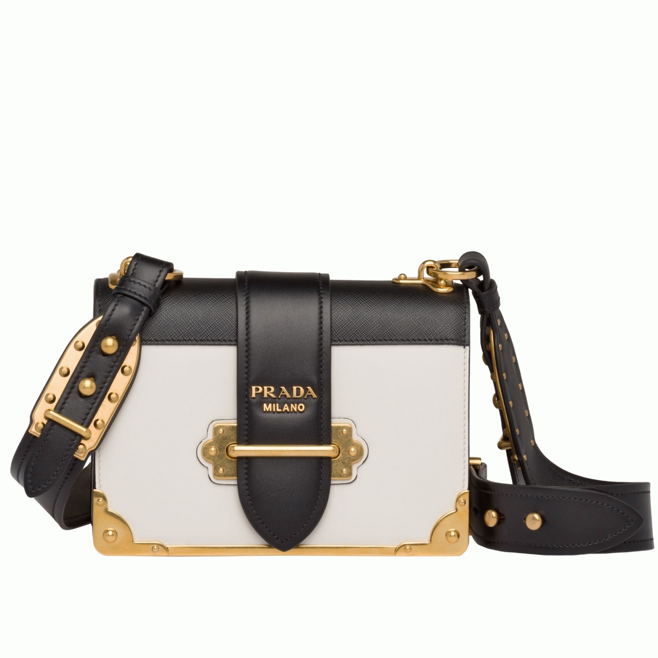 White/Black Prada Cahier Shoulder Bag Knockoff
