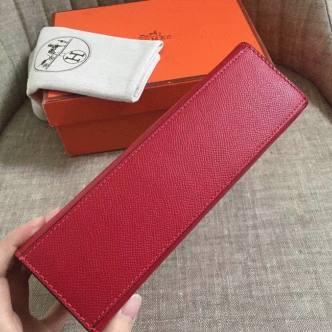 Rouge Vif Epsom Fake Hermes Kelly Pochette Red Bold Clutch