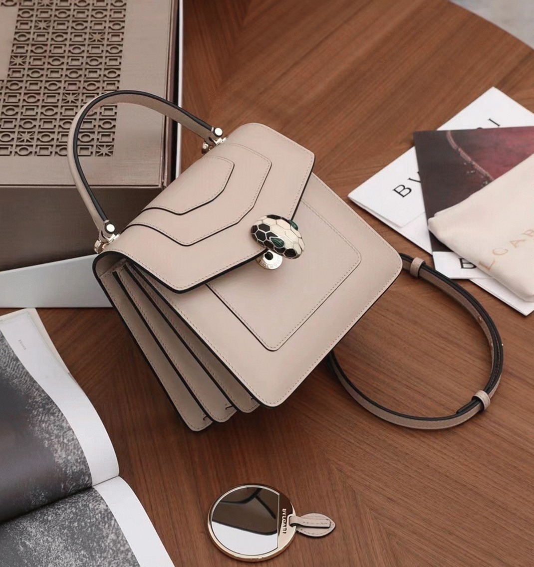 Fake Bvlgari Serpenti Forever Small Bag Beige Calfskin
