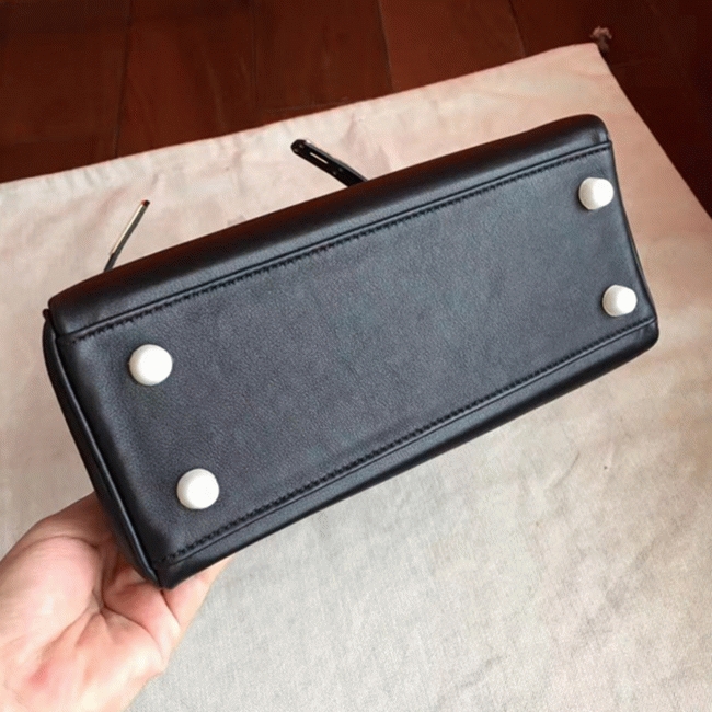 Black Swift Replica Hermes Kelly 25cm Retourne Soft Bag