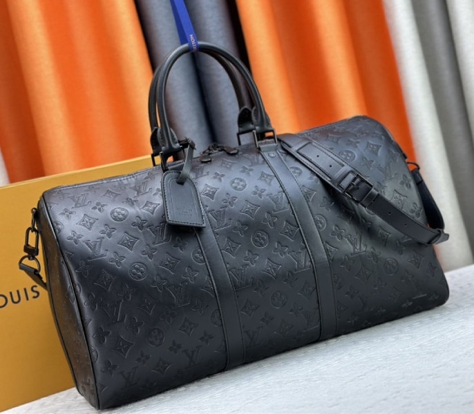 Louis Vuitton Monogram Shadow Leather Keepall Bandouliere 50 In Black