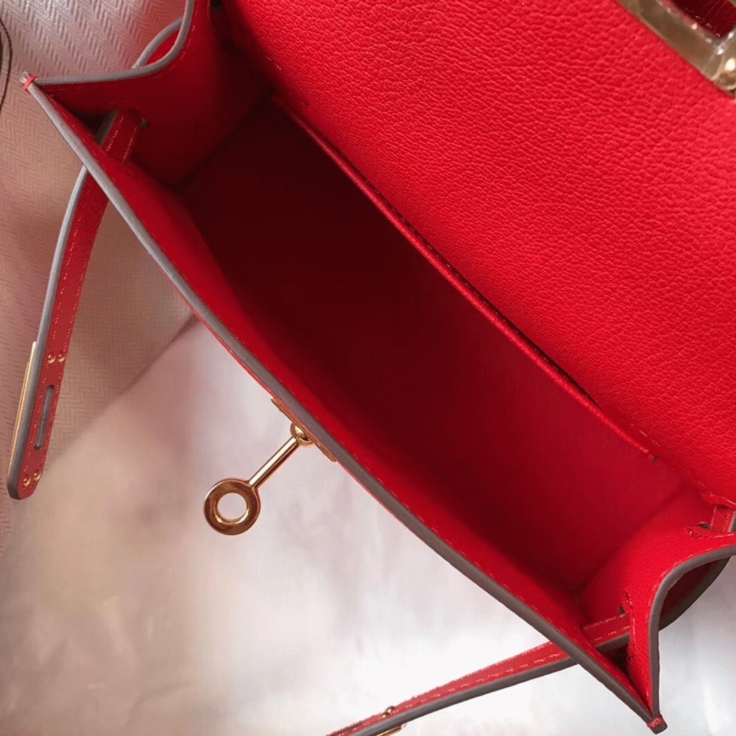 Hermes Kelly Mini II Bag Replica in Rouge Casaque