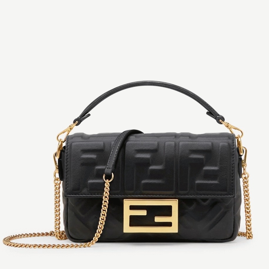 Top Quality Fake Fendi Small Baguette Bag In Black FF