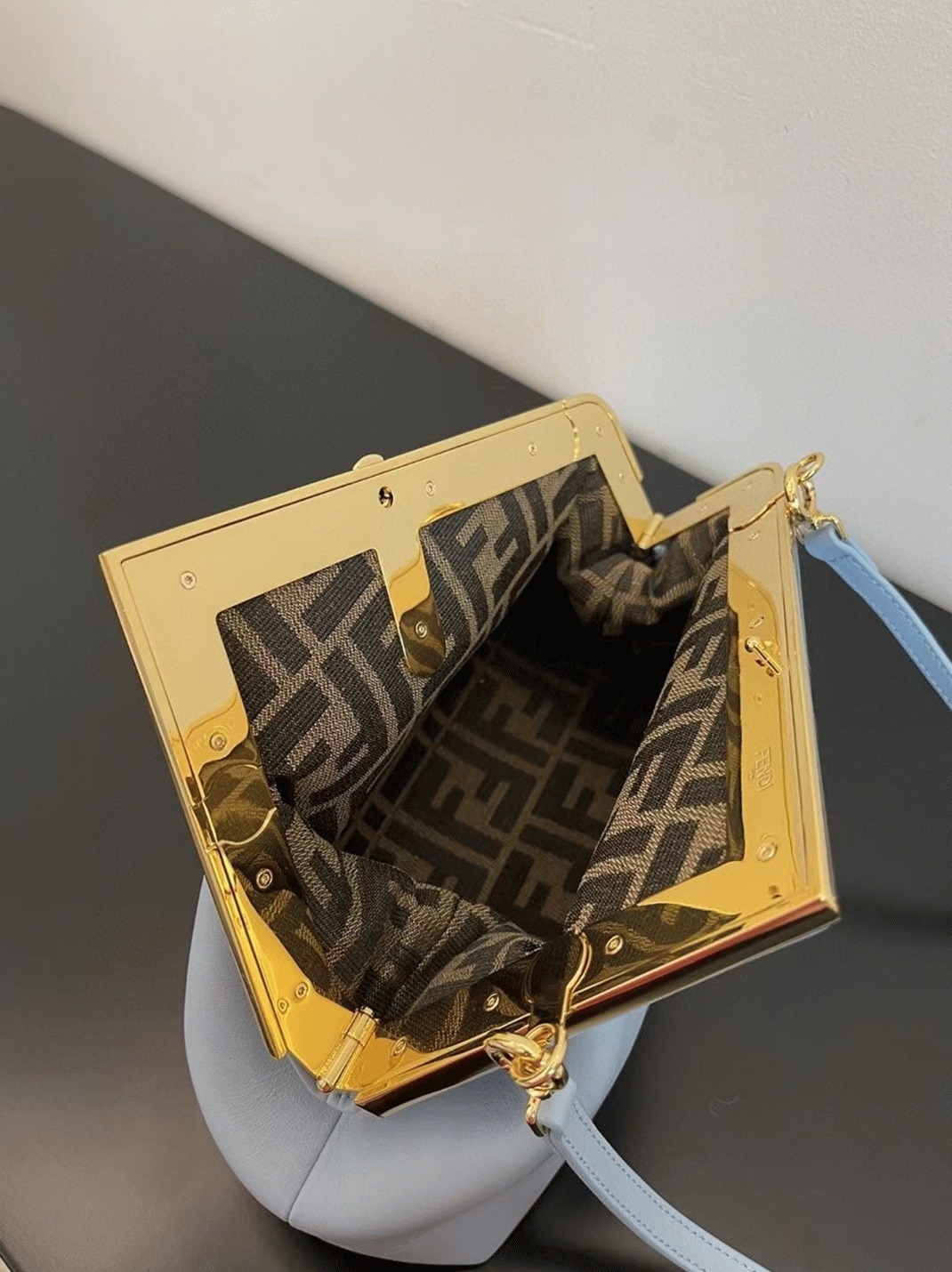 Top Quality Fake Fendi First Medium Bag In Light Blue Nappa Leather