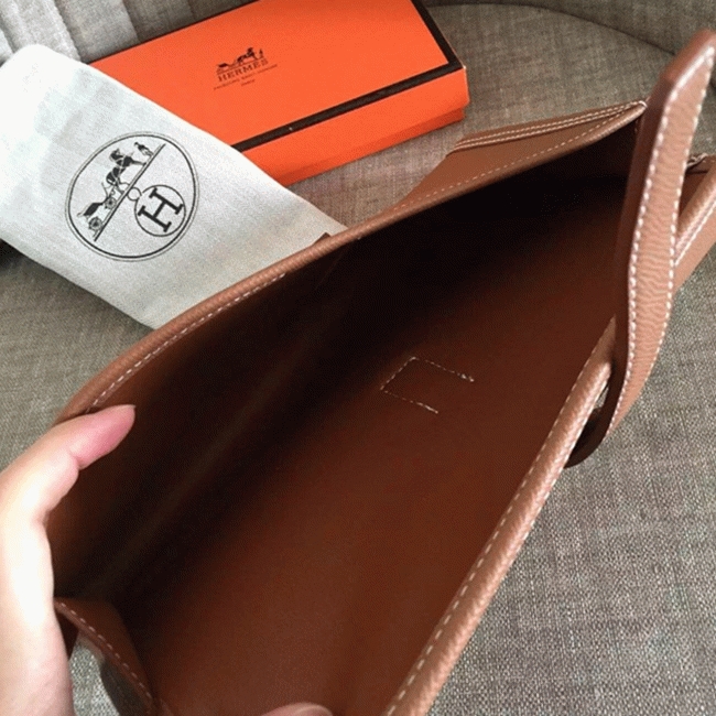 Brown knockoff Hermes Jige Elan 29 clutch bag