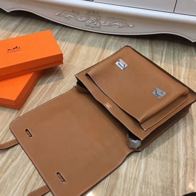 Brown Fake Designer Hermes Steve Messenger Bag