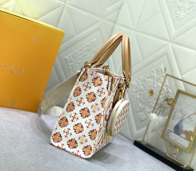 Louis Vuitton LV By The Pool Monogram Tiles Canvas Onthego PM Tote In Coral