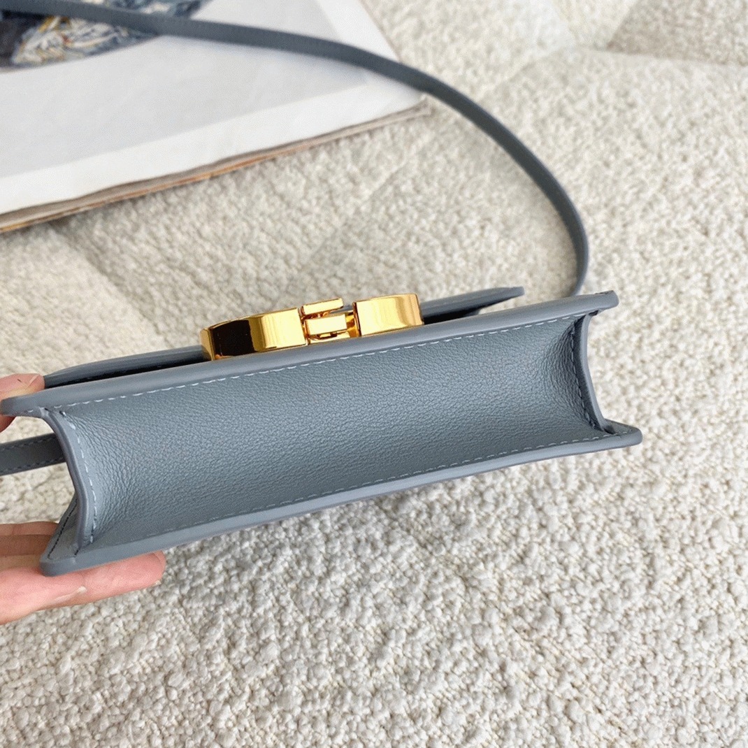 Dior 30 Montaigne Micro Bag Knockoff in Grey Box Calfskin