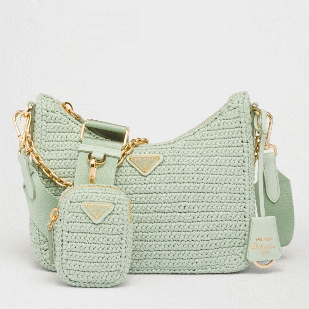 Prada Re-Edition Crochet Bag Replica in Aqua