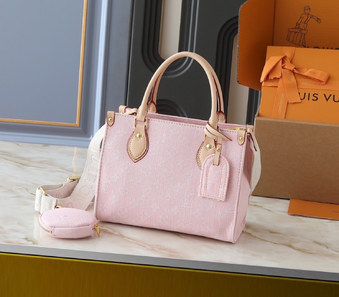 Monogram Denim OnTheGo PM In Washed Pink