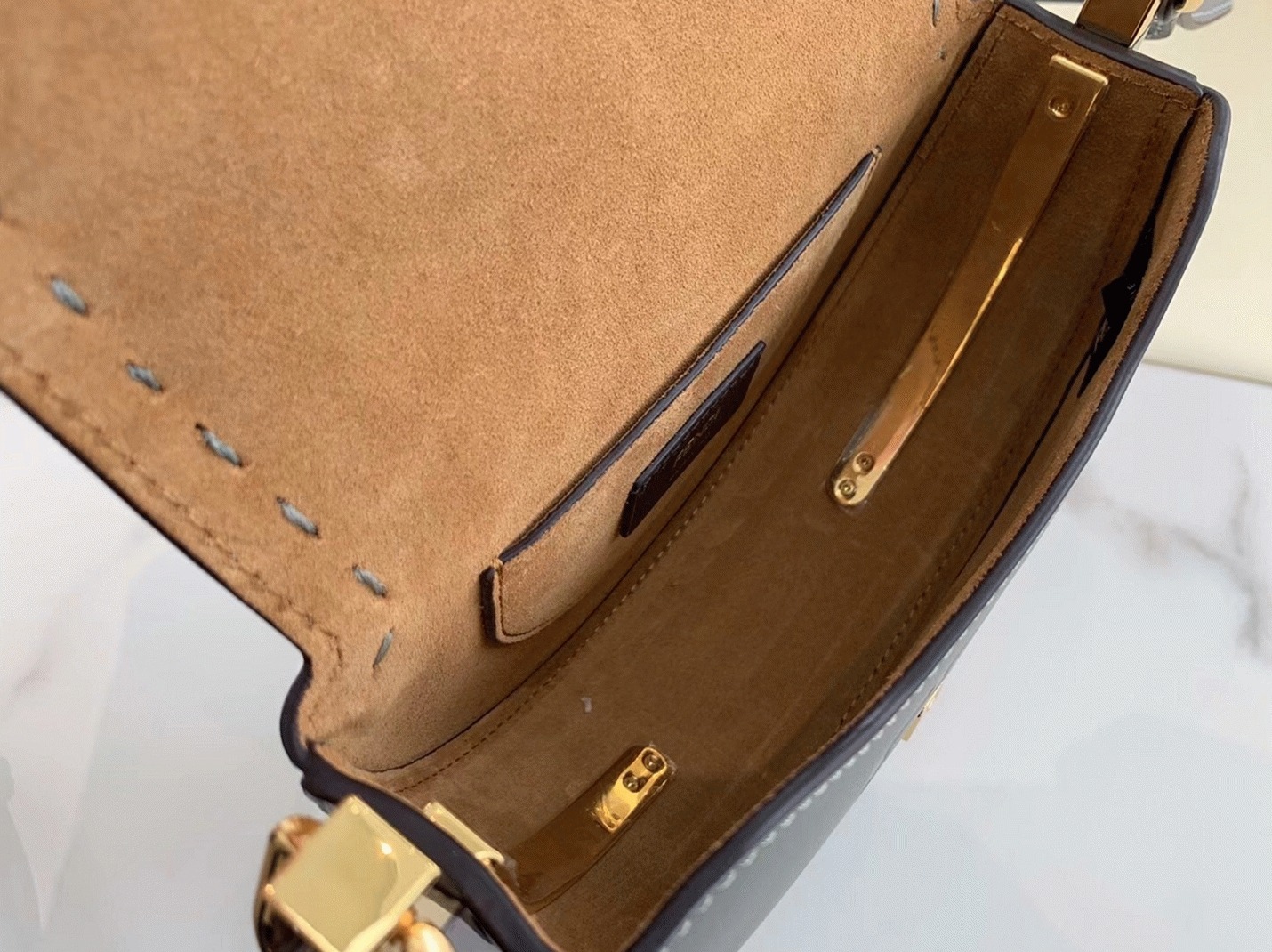 Top Quality Replica Fendi Moonlight Saddle Bag In Grey Calfskin