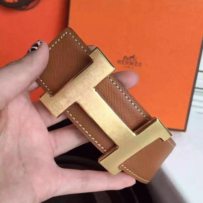 Top-quality fake Hermes Kits belt featuring Constance buckle in brown epsom