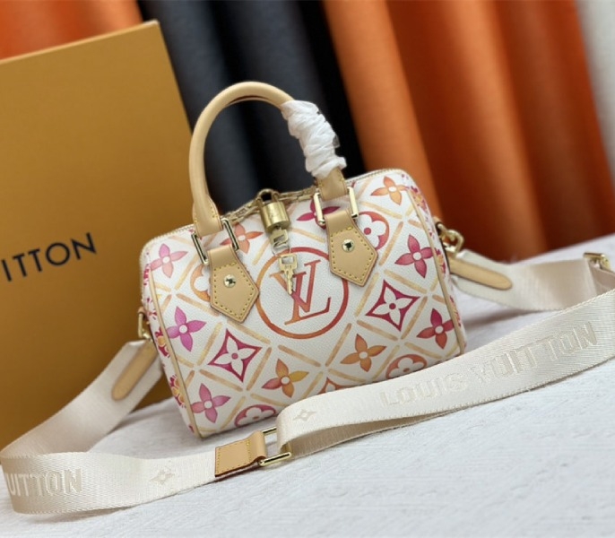 Louis Vuitton LV By The Pool Monogram Tiles Canvas Speedy Bandouliere 20 Bag In Coral