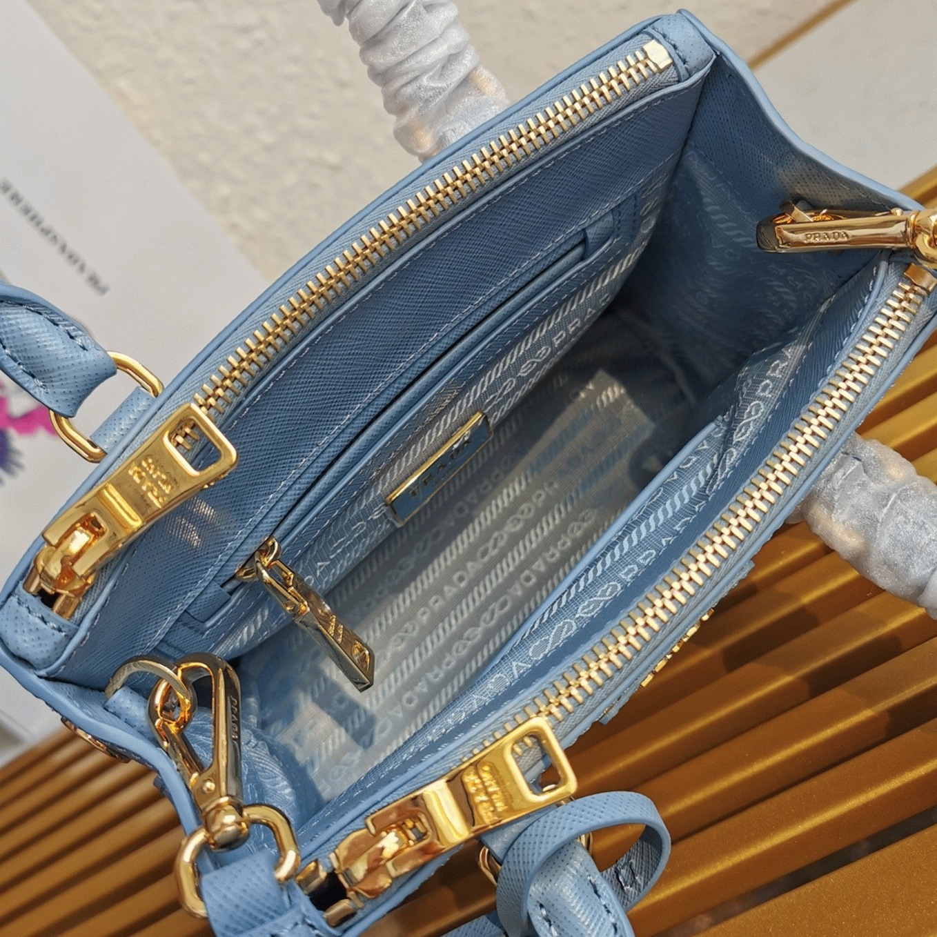 Light Blue Prada Mini Galleria Bag Fake