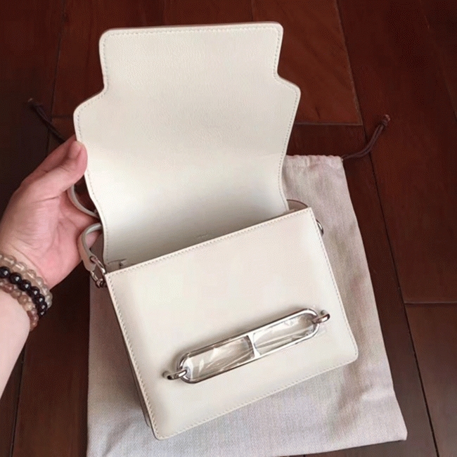 Ivory cheap replica Hermes Mini Sac Roulis handbag