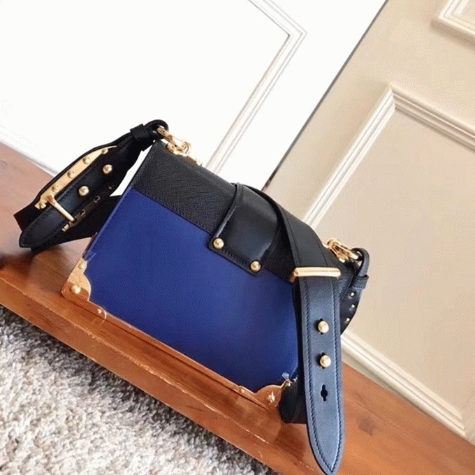Blue/Black Prada Cahier Shoulder Bag Fake