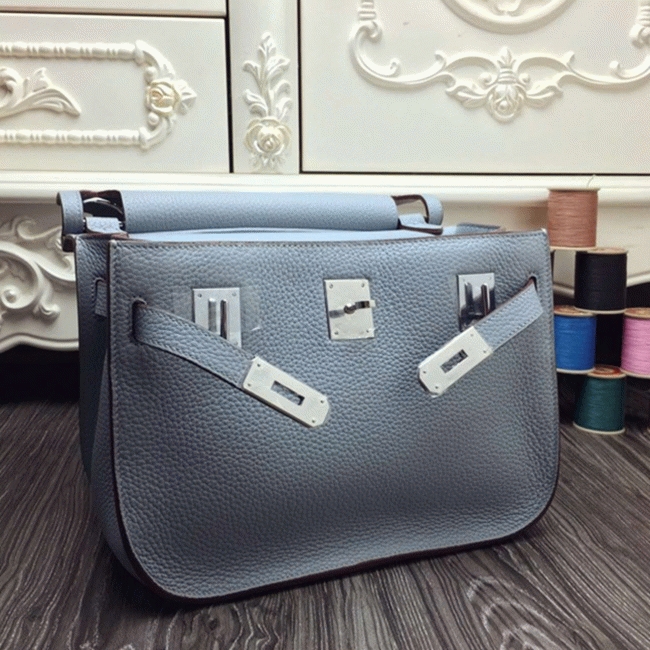Blue lin fake designer Hermes Jypsiere 31cm handbag