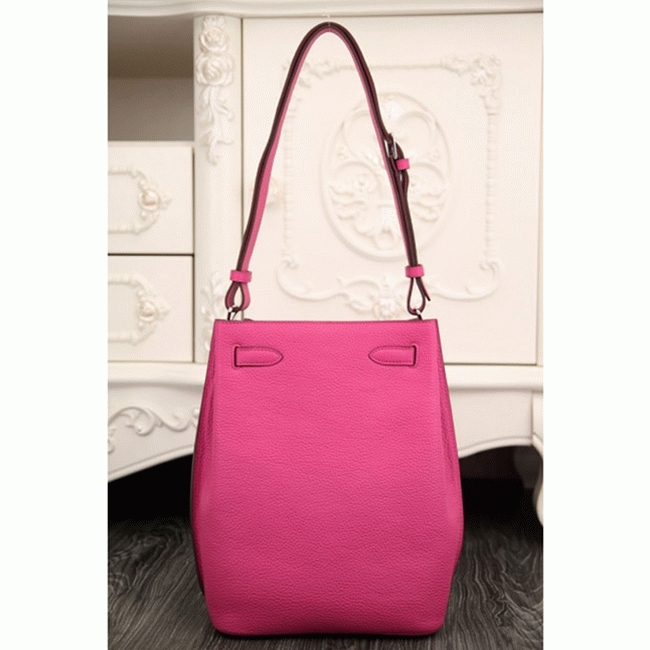 Rose Red Leather Replica Hermes So Kelly 22cm Vivid Shoulder Bag