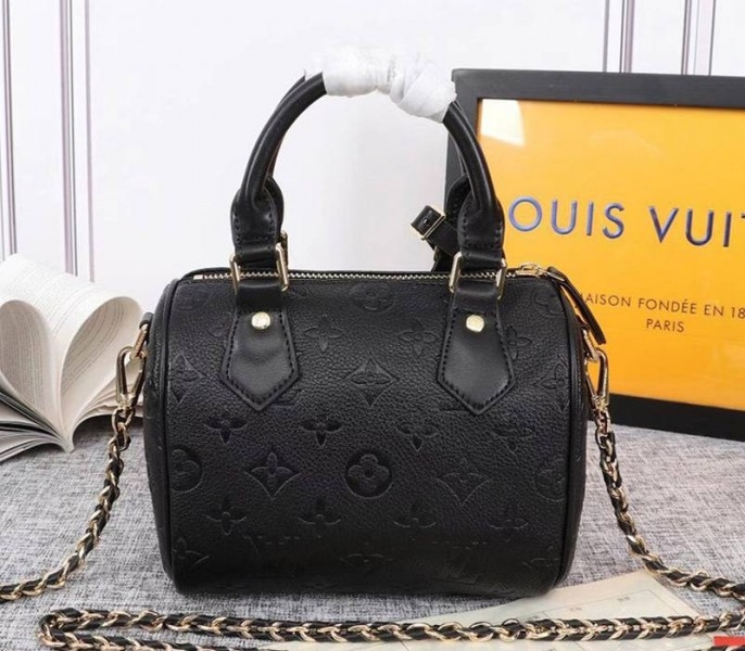 Louis Vuitton Monogram Empreinte Speedy BB Handbag In Black