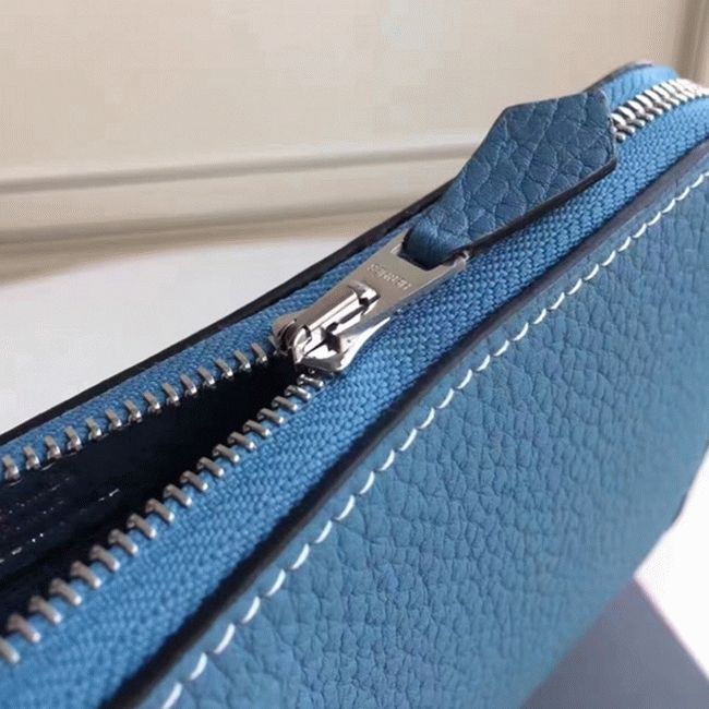 Blue Jean Fake Designer Hermes Wallet Azap Zipped