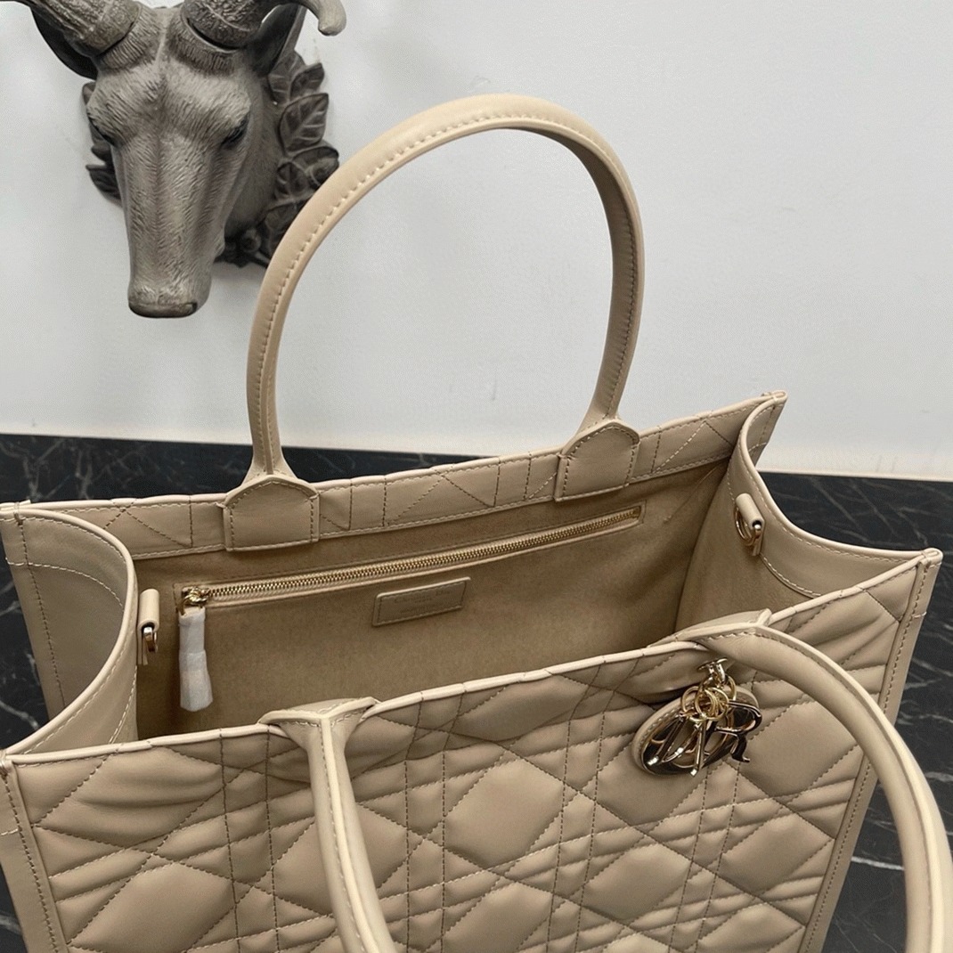 Dior Medium Book Tote Bag Fake with Strap in Beige