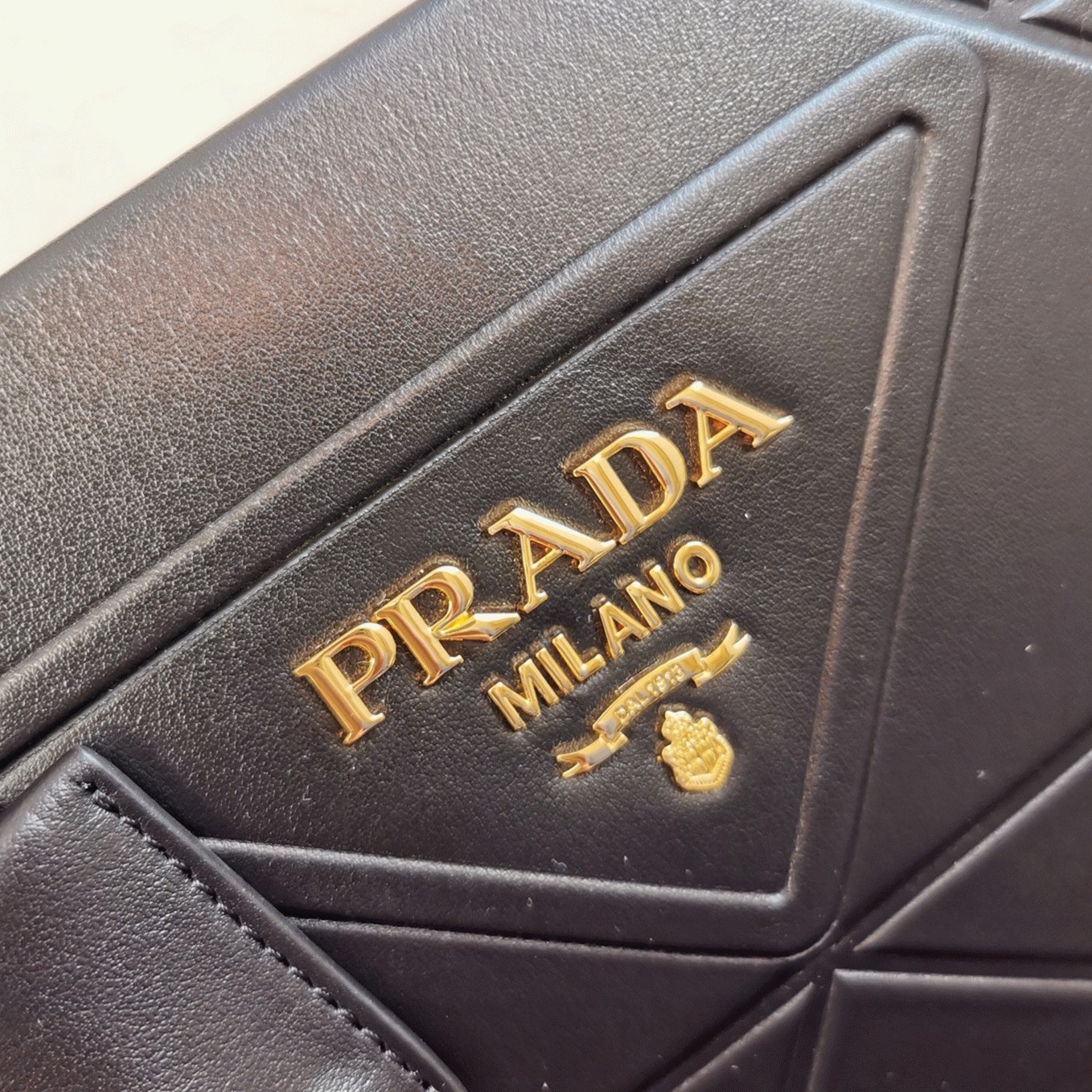 Prada Symbole Small Bag Fake with Topstitching in Black