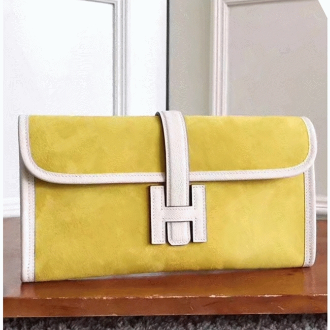 Yellow Knockoff Hermes Jige Elan 29 Statement Clutch Bag