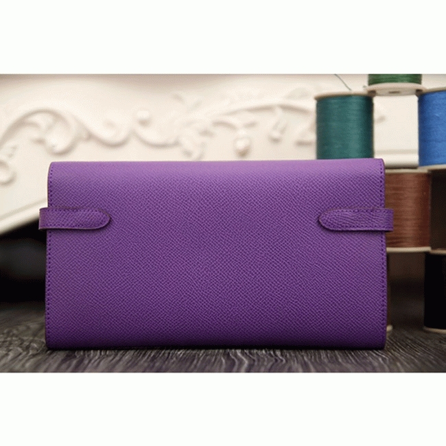 Purple replica Hermes Kelly Longue wallet