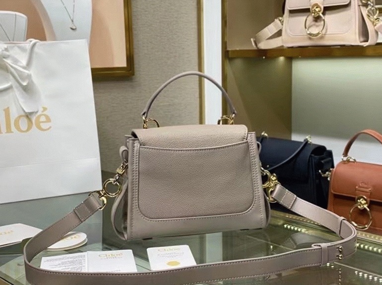 Top Quality Fake Chloe Mini Tess Day Bag In Grey Grained Leather