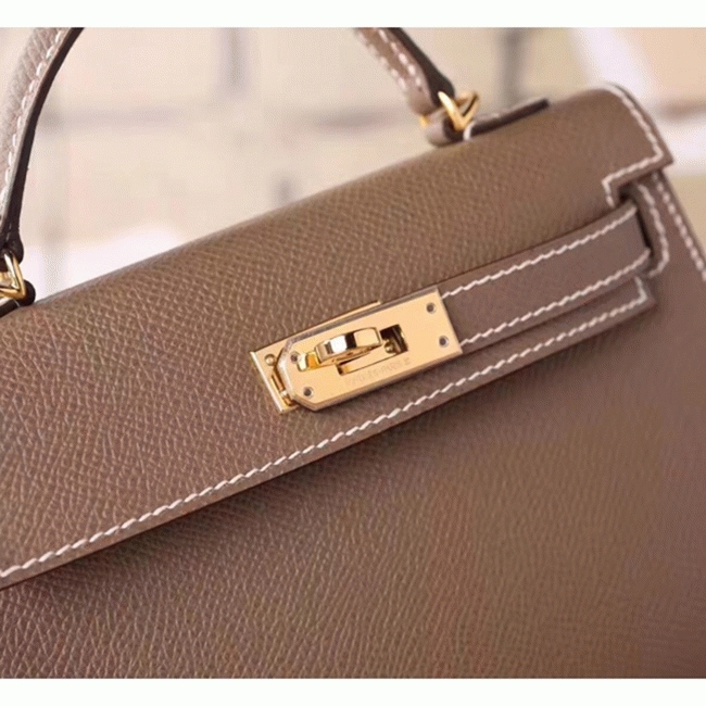 Etoupe Epsom Replica Hermes Kelly 20cm Elegant Tote