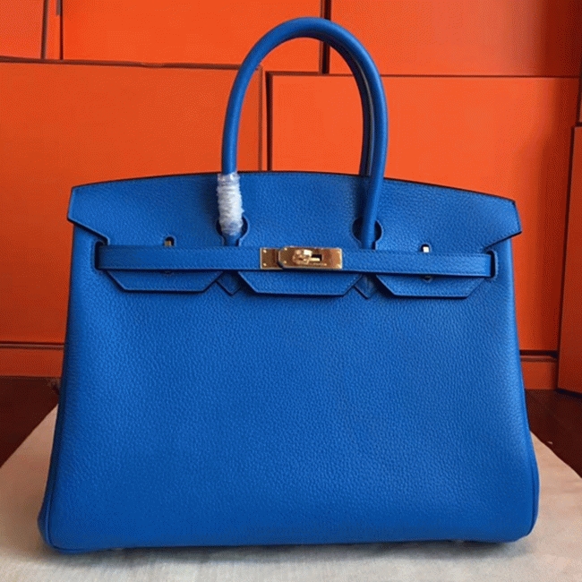Blue Hydra Fake Designer Hermes Birkin 35cm Bag