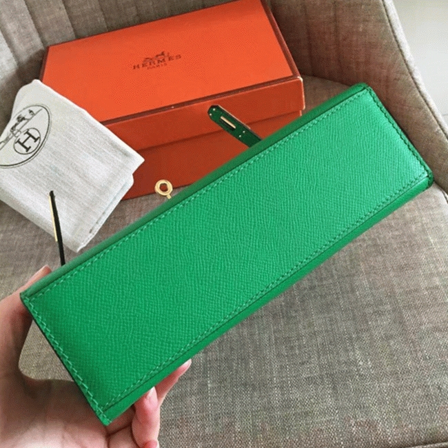 Bamboo Epsom Knockoff Hermes Kelly Pochette Nature-Tone Bag