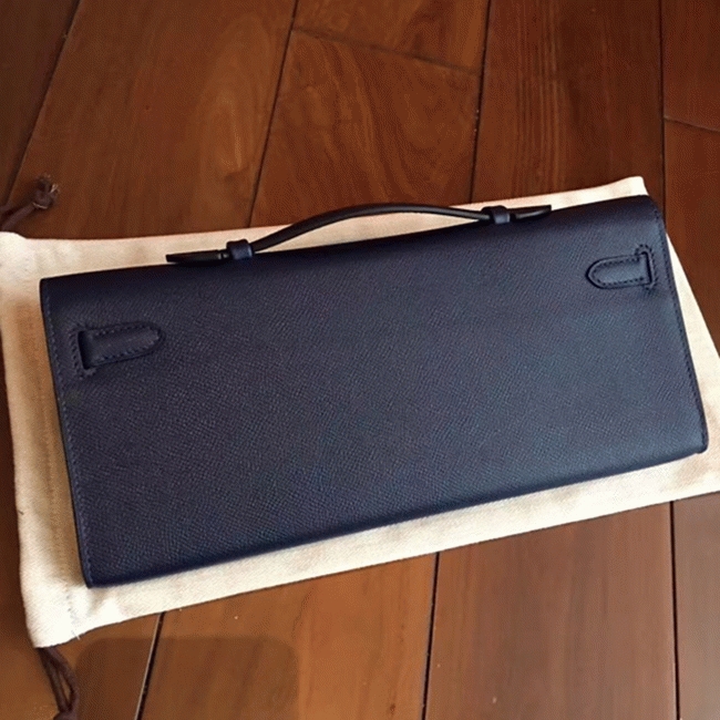 Sapphire Epsom Replica Hermes Kelly Cut Clutch Luxury Purse